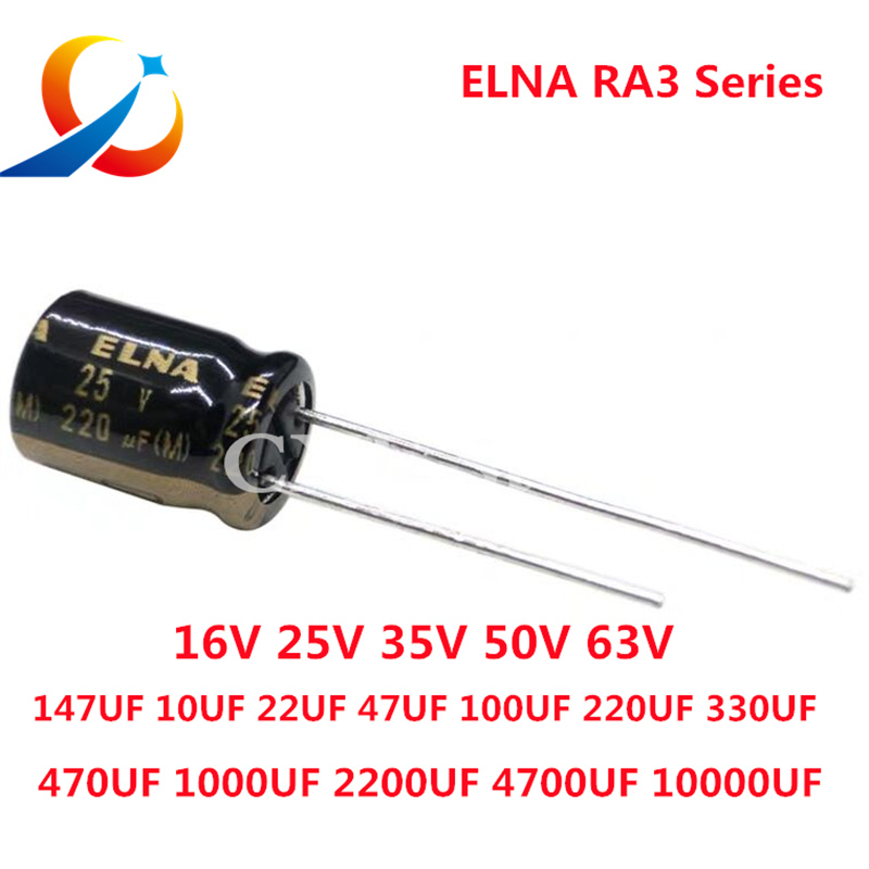 Condensatore Audio HiFi serie ELNA RA3 16V 25V 50V 63V 10uF 22uF 47uF 100uF 220uF 470uF 1000uF 2200uF 3300uF 10000uF Originale 20%