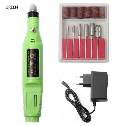 Conjunto de brocas para arte de unha, conjunto de 6 peças, lixas em gel uv, ferramenta elétrica para manicure e pedicure: Verde