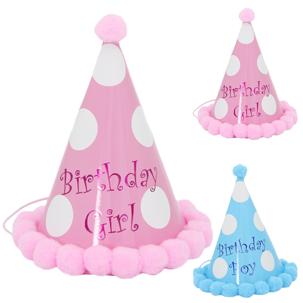 Chapeaux d'anniversaire à pois avec boules de poils pour chien et chat, accessoires de décoration de fête