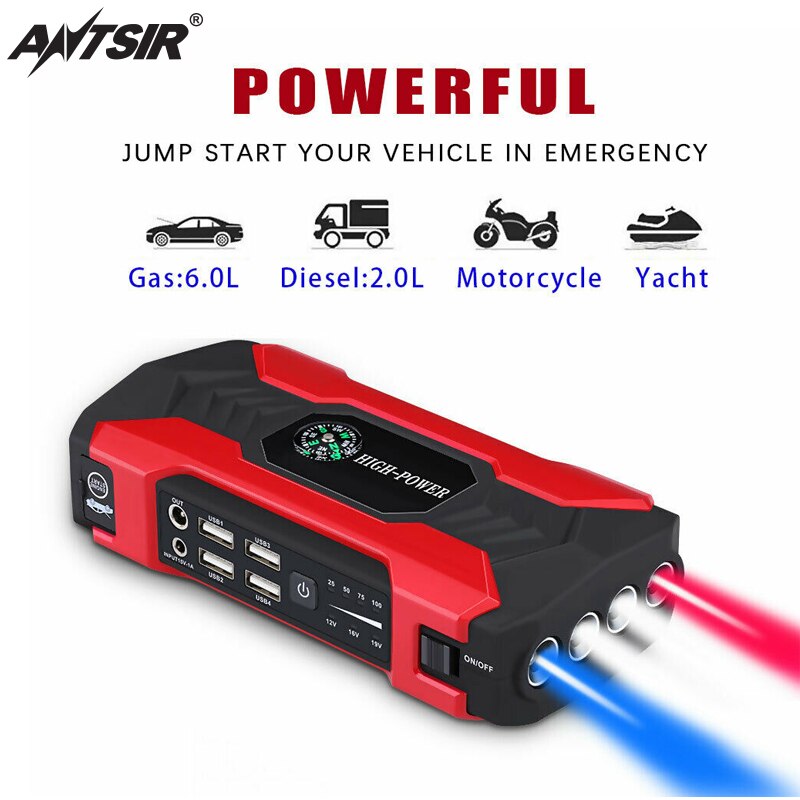 20000mAh 12V Car Jump Starter Portable USB Power Bank Battery Booster Clamp 400A