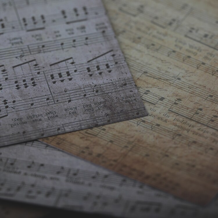 Papel de fondo de Material musical Vintage, planificador diario, papel decorativo para manualidades, bricolaje, 12 Uds.