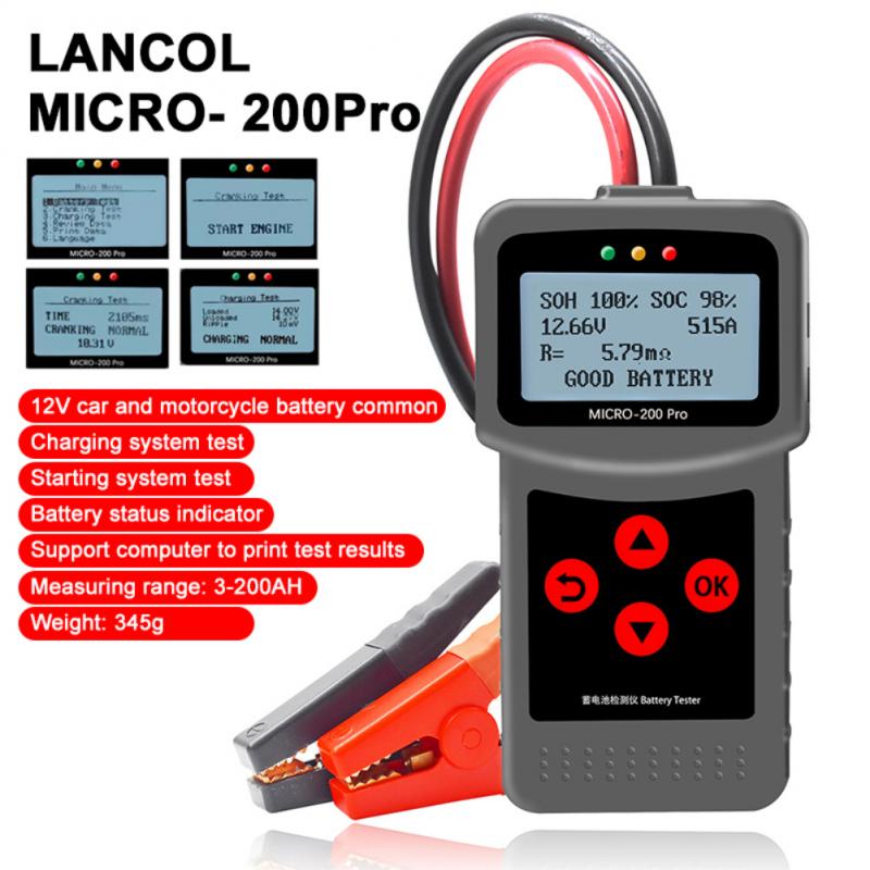 Car Battery Tester Micro-200Pro 12V 24V Car Battery Tester Diagnostic For the Car Quick Cranking Charging Diagnostic Charger Too