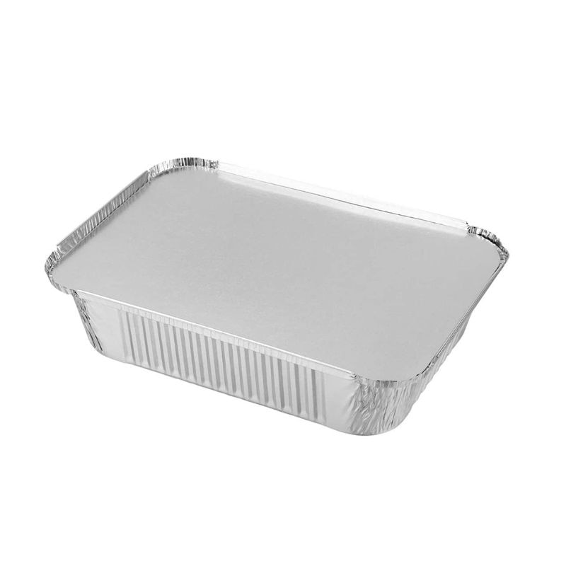 Grands plateaux jetables en aluminium robuste | Plateaux avec couvercles de planche pour la cuisson, la torréfaction et la cuisson