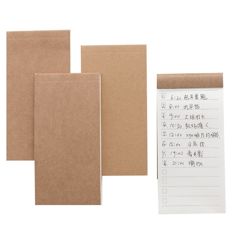 Carnet de notes Portable en papier Kraft, 50 feuilles, pour enfant, Plan quotidien, mensuel, hebdomadaire, écriture, Style vierge, dessin, cahier déchirable