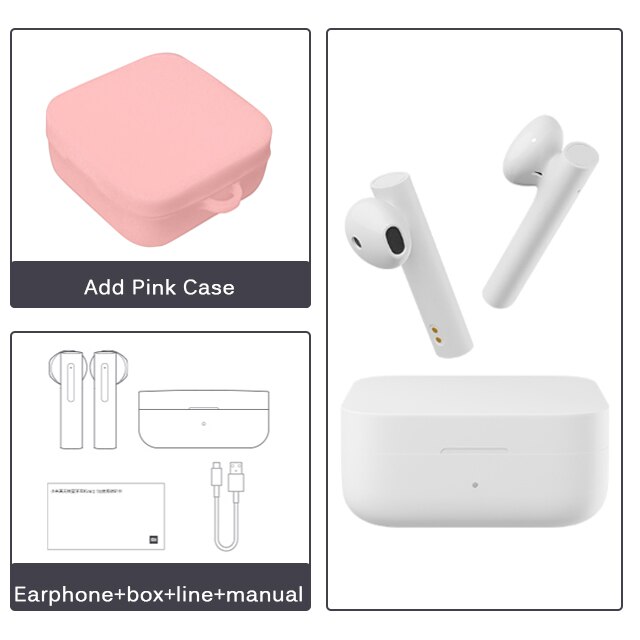 Xiaomi Air2 SE auricular Bluetooth inalámbrico AirDots pro 2 SE TWS auriculares SBC/AAC Control táctil síncrono Doble micrófono ENC: Add Pink Case