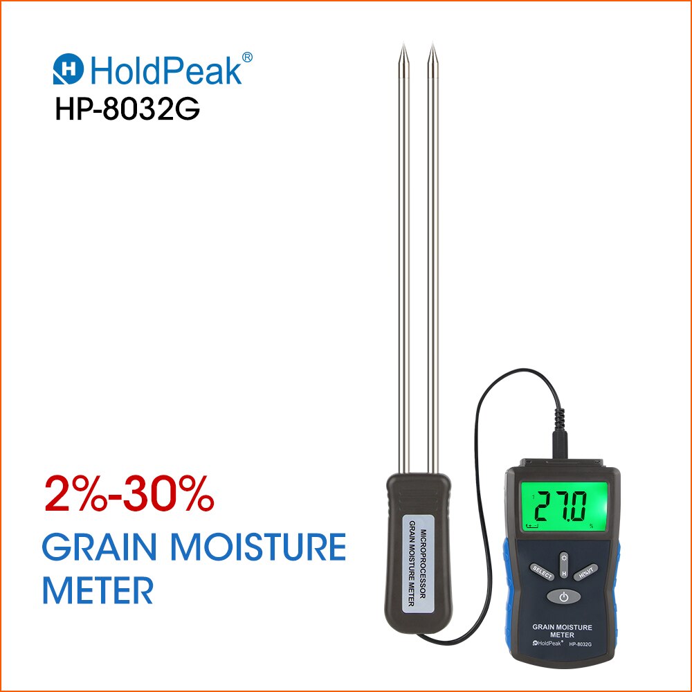 Holdpeak Graan Vochtmeter Digitale Vocht Hygrometer Tarwe Rijst Maïs 2 ~ 30% Vochtigheid Meter Damp Detector