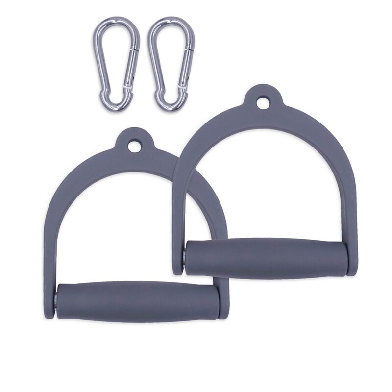 D Handle Pull Down Cable Attachment Set Tricep Grip Pulley Exercise Handles for Home Gym Crossfit Strength Training Equipment: 2 with 2 Hook Gray