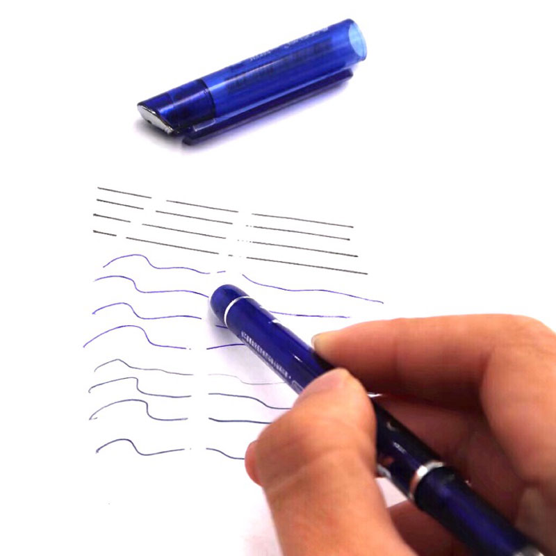 Sletbar pen spids 0.5mm blå sort pen vaskbart håndtag kuglepenne patron salg elev papirvarer kontor pen skrift
