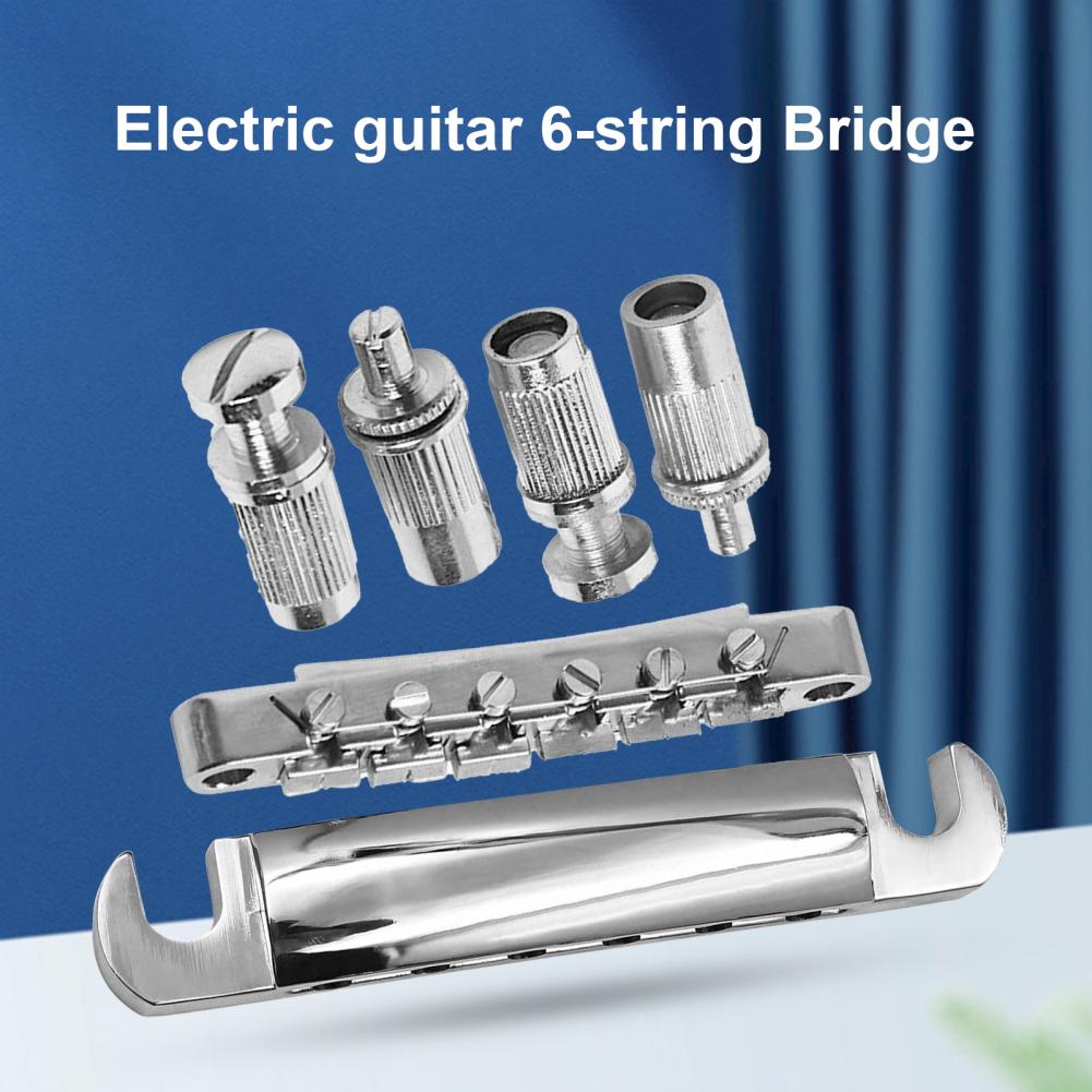 6 Strings Gaten Gitaar Brug Fixing Clip Roterende Compact Elektrische Gitaar Staartstuk Brug Met Studs Set Voor Instrument