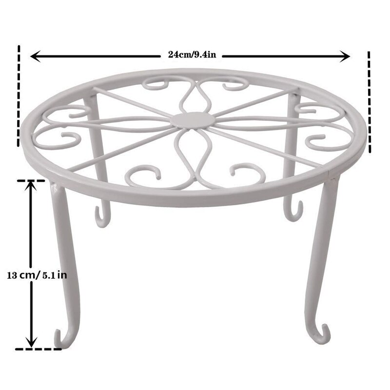 Metal plantestativ gulv urtepotte stativ jern kunst plante stativer grydeskive ,3 stykker i en pakke (hvid)