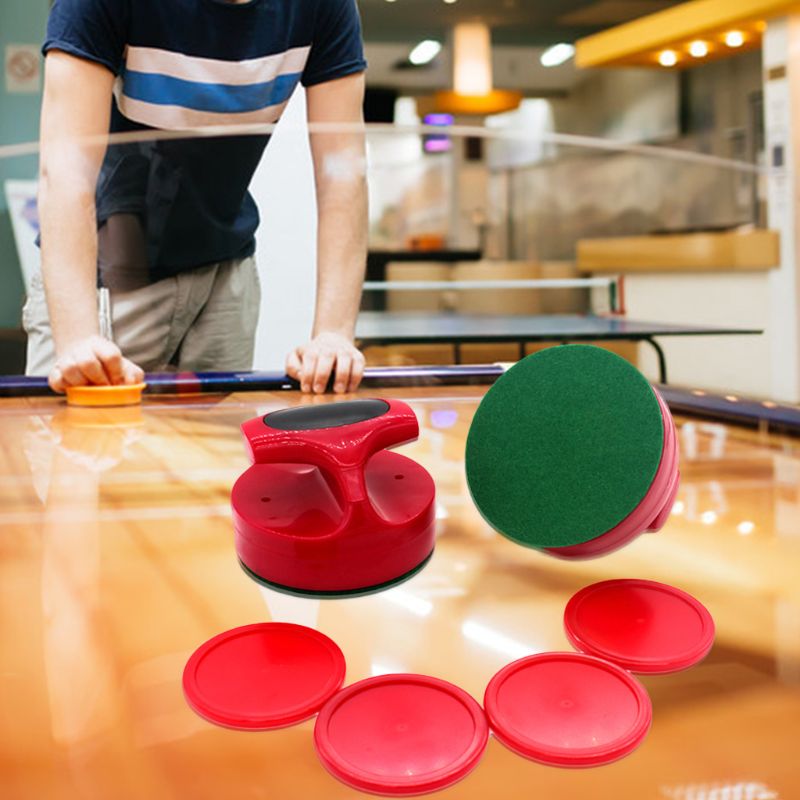 Air hockey pushers och hockeypuckar fantastiska målhandtag paddlar utbytestillbehör för spelbord  (2 strike 4 puckar)