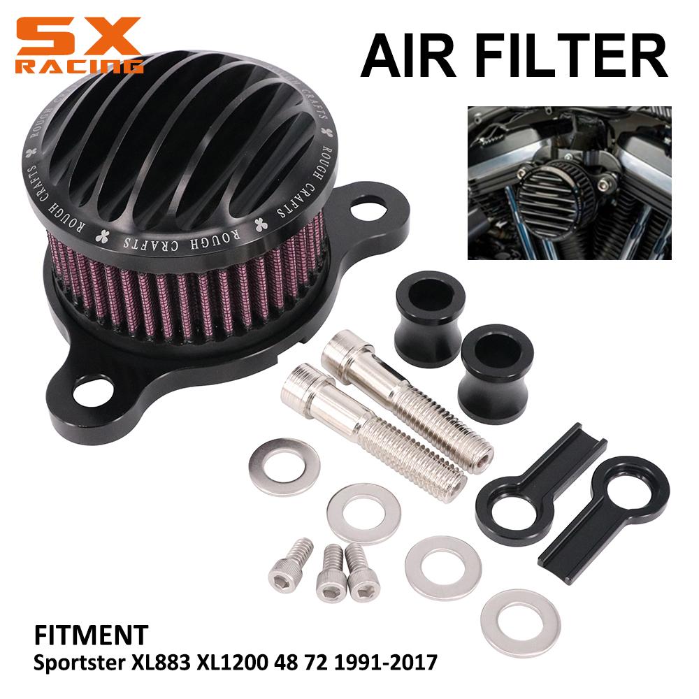 Kit de filtro de limpiador de aire CNC para motocicleta, sistema de admisión para Harley SPORTSTER XL883 XL1200 48 72 1991 XL 883 1200 Street Bike