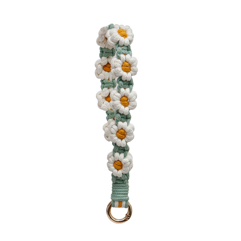 Cordão de Flor de Margarida em Crochê, Alça de Pulso Antiperda para Telefone, Mulheres e Meninas, Pingentes para Bolsa Feitos à Mão, Porta-chaves, Presentes: Violeta cobalto