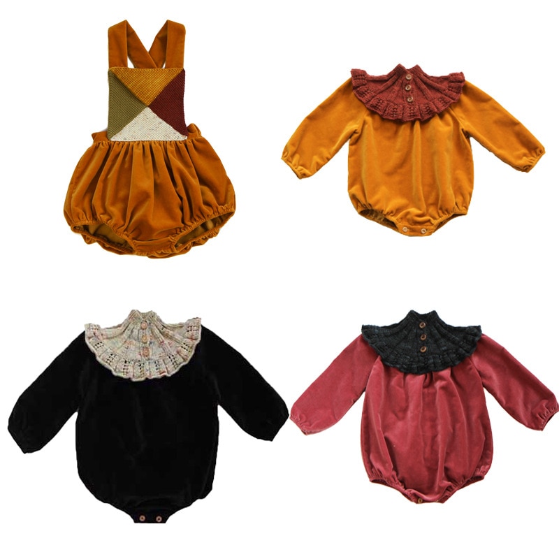 Peuter Meisje Jongen Gebreide Rompertjes Baby Fluwelen Jumpsuit Herfst Een Stuk Meisjes Knit Romper Baby Boutique Kleding