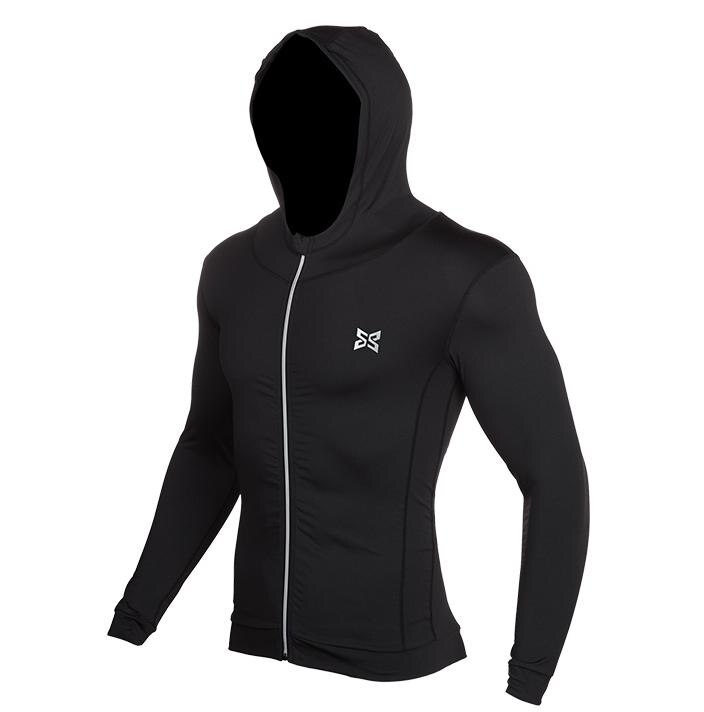 HAMEK Jongens Running Hooded Jassen Kids Strakke Dunne Jas Basketbal Voetbal Outdoor Fitness Jassen Reflecterende Streep Zip Snelheid Droog: Black / XS