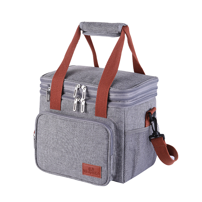 Double Layer Oxford Cloth Aluminum Foil Insulated Lunch Bag For Women Men Portable Tote Cooler Lunch Box Student Bento Handbag: GRAY