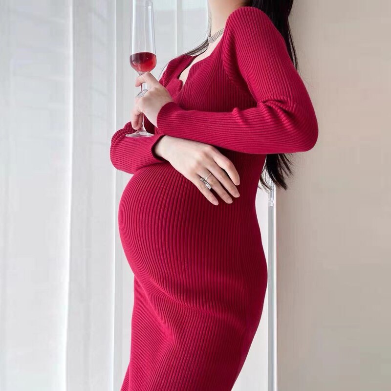Vestido de tubo de maternidad de punto para mujere – Grandado