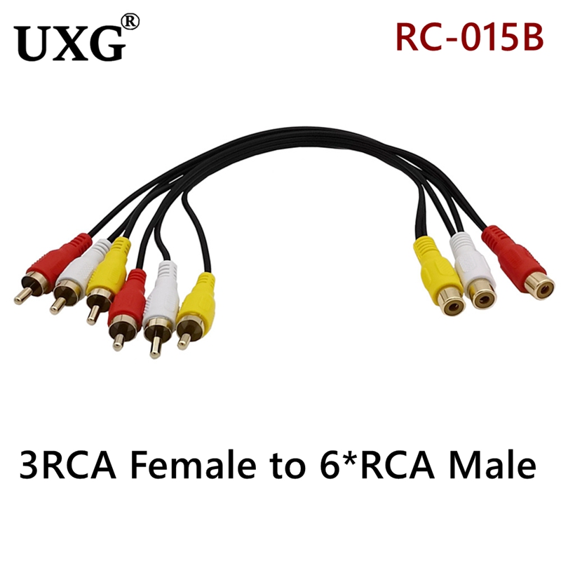 Câble adaptateur Audio vidéo AV pour lecteur DVD TV répartiteur vidéo HD-TV câble RCA 3 RCA à 6 RCA 9 répartiteur de prise mâle femelle: WHITE