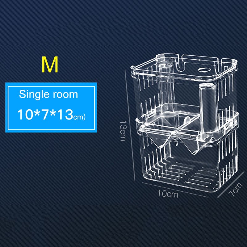 Acrylic Aquarium Breeder Box Breeding Incubator Small Fish Hatchery for Shrimp Clownfish Aggressive Fish Injured Fish: M single room
