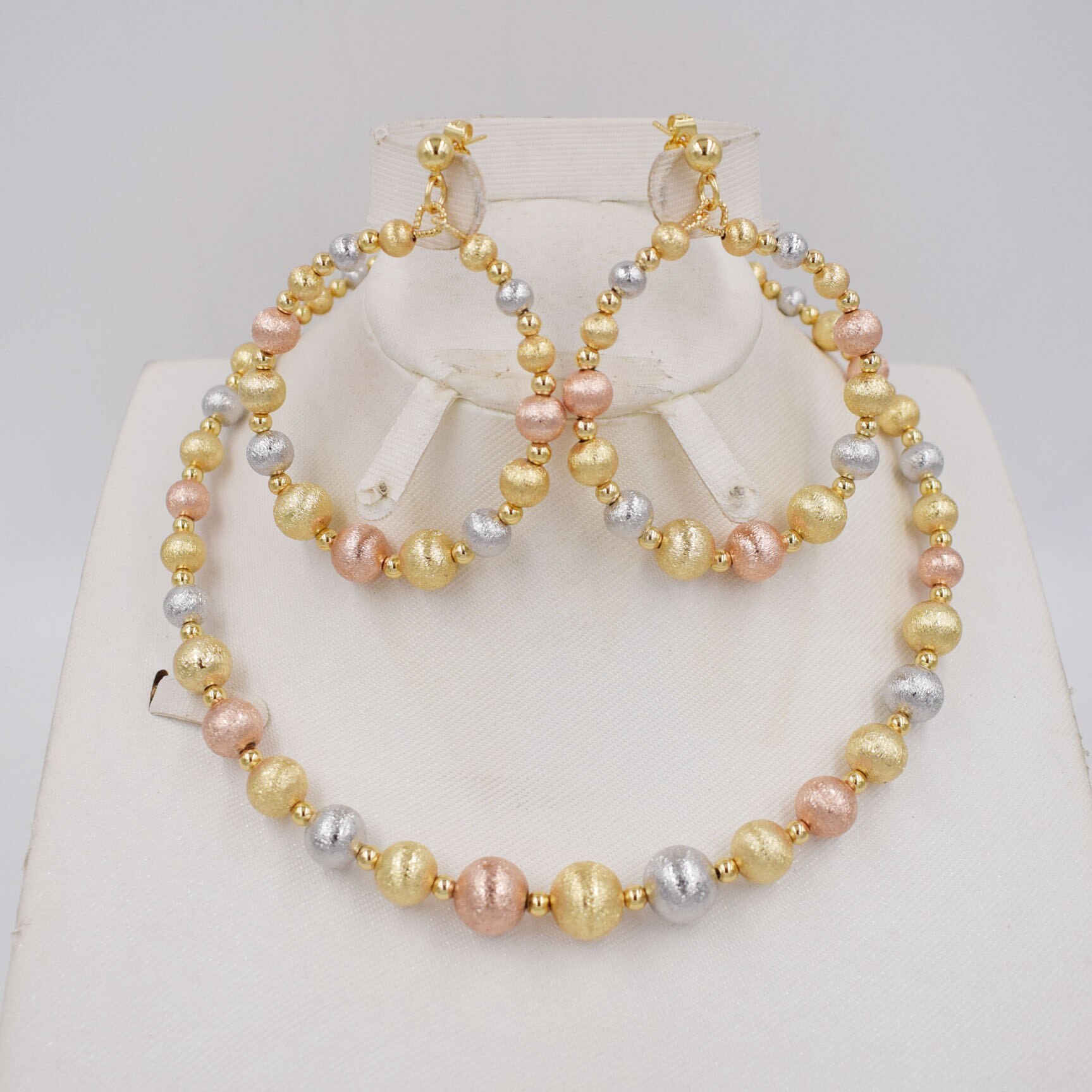 Di alta Qualità Ltalia 750 di colore Dell'oro Dei Monili Set Per Le Donne beads africani gioielli set collana di modo dei monili dell'orecchino