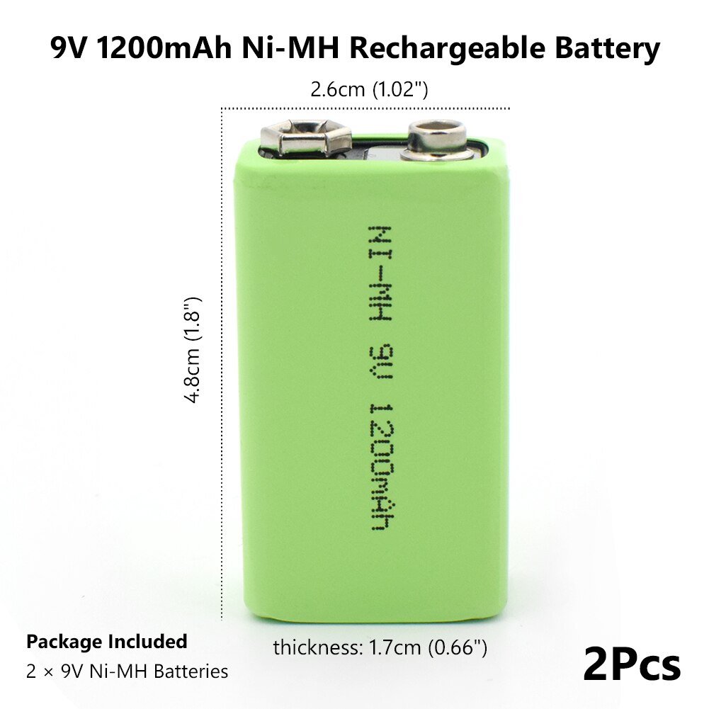 100% Original For Toys Smoke 9V 1200mAh rechargeable battery Low price and for instruments Ni-MH battery packs: 2pcs