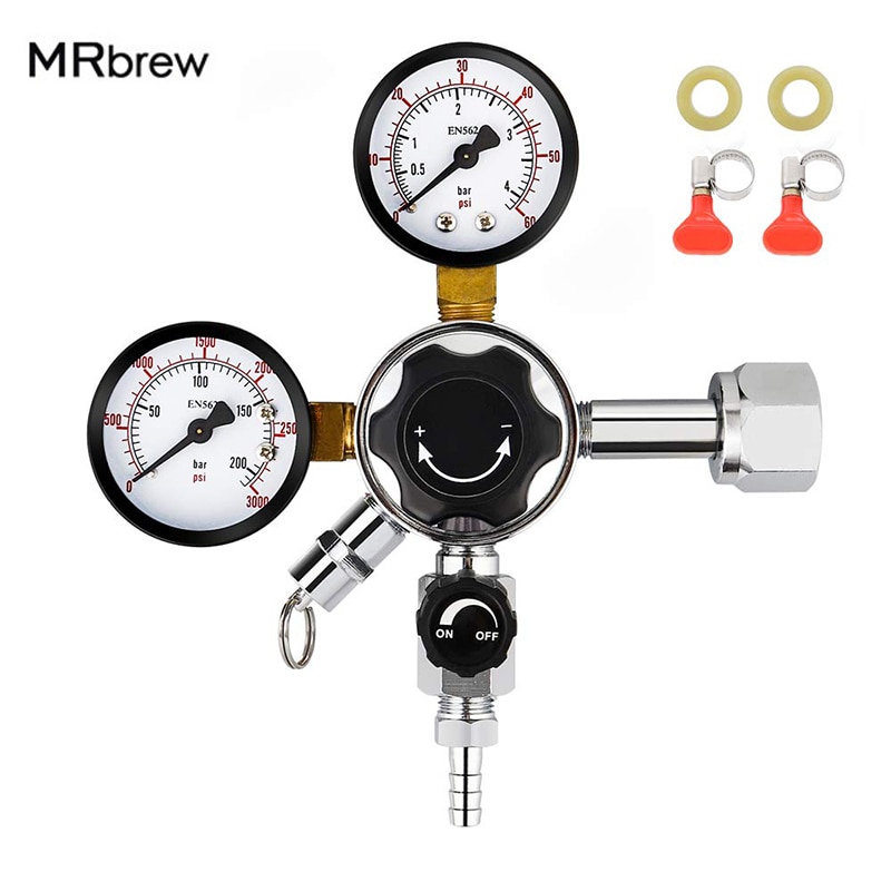 Dual Gauge CO2 Tapbier Regulator Drukregelaar CGA-320 CO2 Tank Bier Kegerator Regulator met Ontlastklep