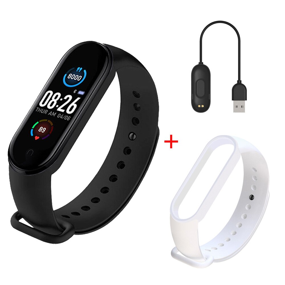 Smart Horloge Vrouwen Mannelijke Fitness Tracker Bloeddruk Smartwatch Mannen Sport Horloges Valentijnsdag Cadeau Voor Vrouw: White Black