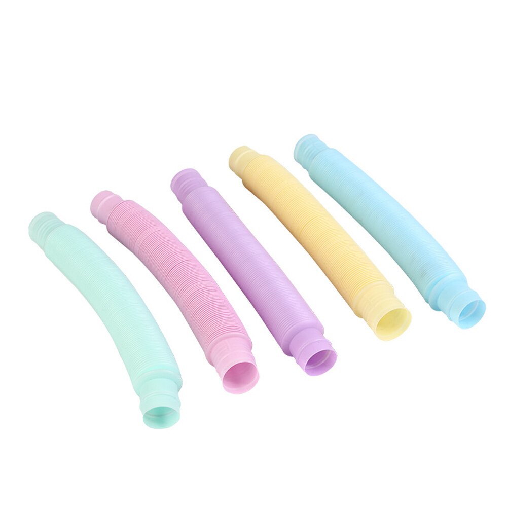 Tubos luminosos para niños y adultos, juguete sensorial antiestrés de plástico, fuelle para aliviar el estrés, juguetes fluorescentes divertidos, 5 piezas