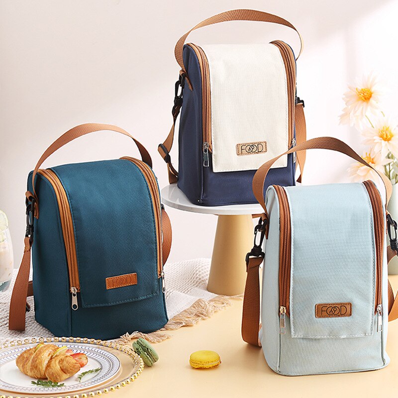 Round Thermal Lunch Box Bag Waterproof Insulated Food Tote Kids Keep Fresh Cooler Shoulder Bags Portable Bento Storage Pouch