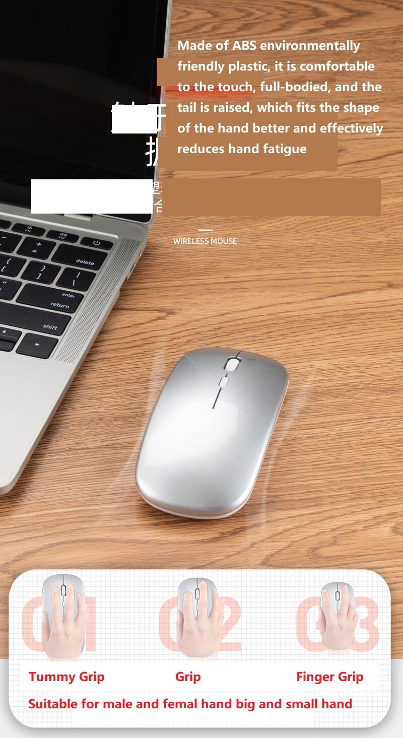 2.4G Wireless Mouse USB Rechargeable Mouse Silent Mute Office Mice Backlit Mouse Optical Ergonomic Gaming Mouse