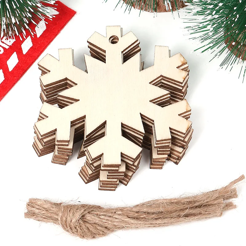100-10PCS Christmas Wooden Ornaments Unfinished DIY Christmas Crafts for Xmas Tree Pendant Ornaments Navidad Year Decor: M / light green