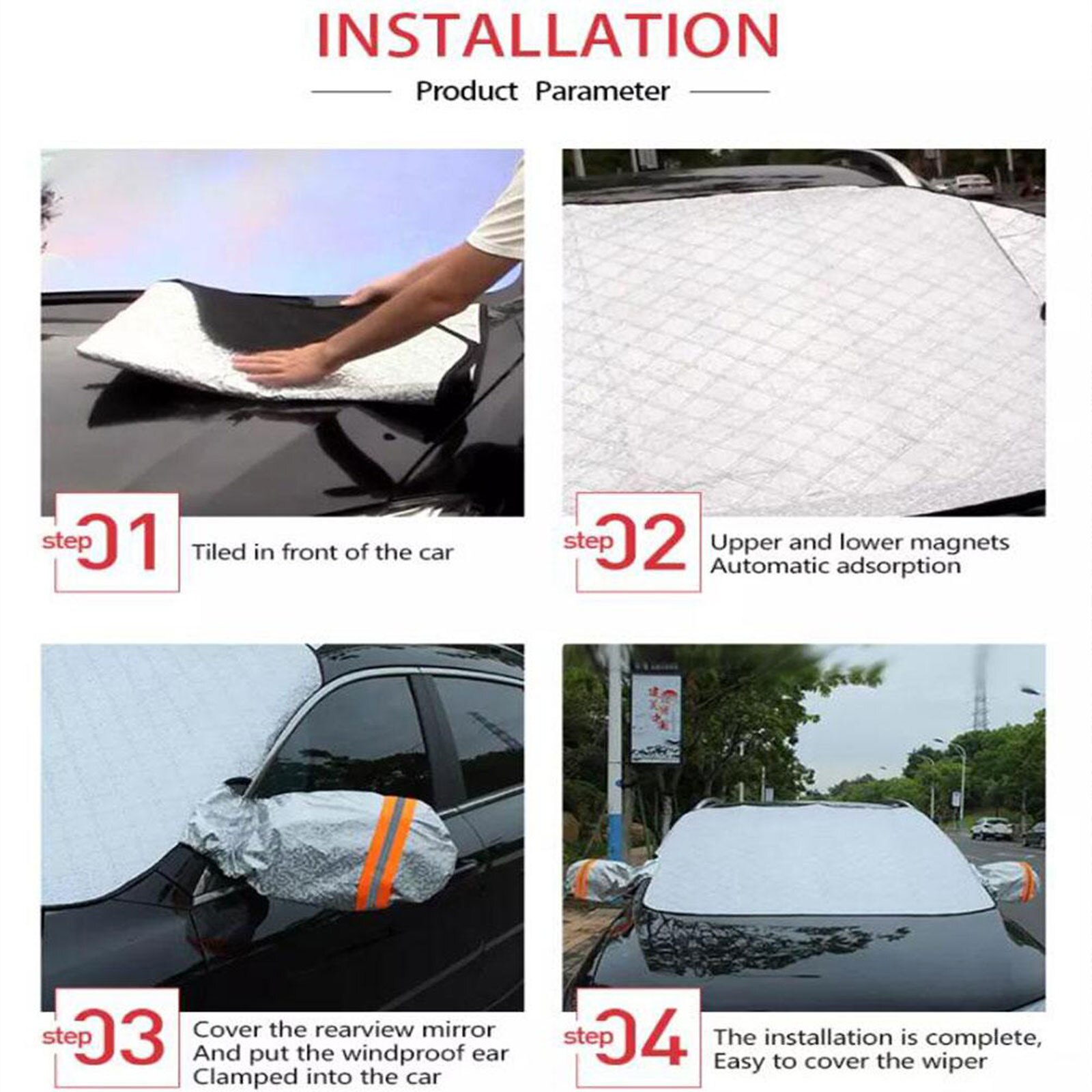 Car Front Windshield Snow Cover Sun Shade Waterproof Anti Snow Frost Ice Shield Dust Protector Heat Sun Mat