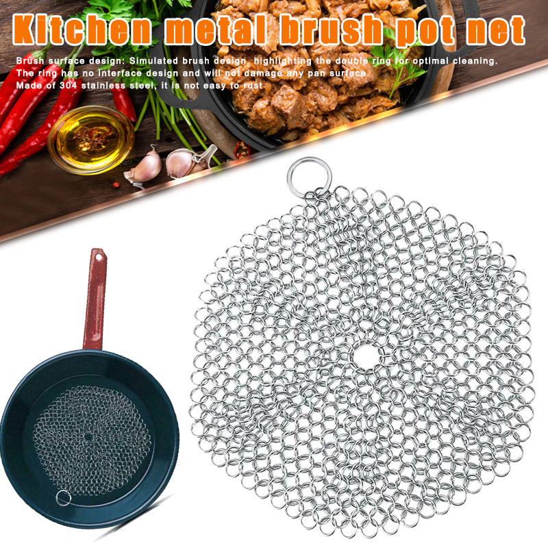UEJ – filet en maille d'acier inoxydable, brosse de grattoir pour poêles de cuisine
