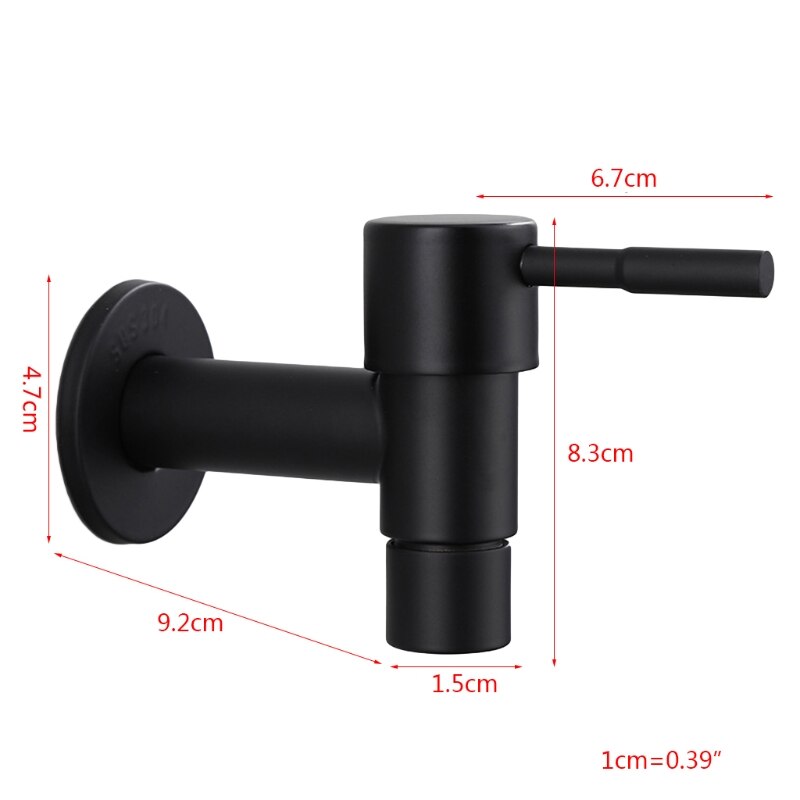 Rvs Kraan Black Wall Mounted Wasmachine Kraan Bad Wc Mop Zwembad Water Kranen Voor Outdoor Tuin Badkamer