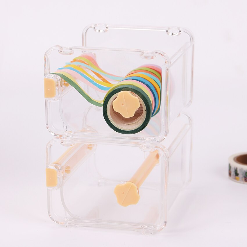 1PC Transparent Adhesive Tape Cutter Washi Masking Simple Tape Dispenser School Office Desktop Tape Holder