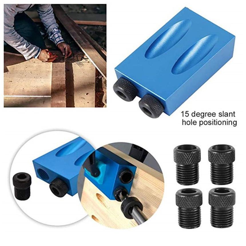 15 degree angle blue woodworking oblique hole locator punch locator wood splicing installation tool three-point drill