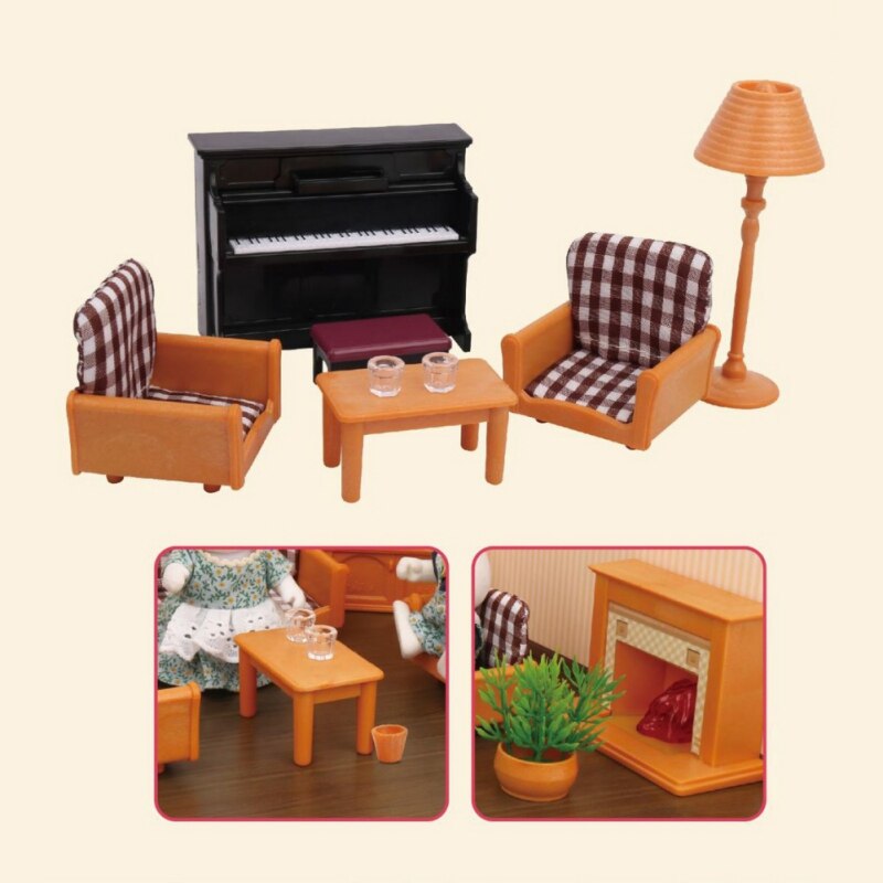 Foresta Famiglia Villa 1:12 Mobili Set Giocattolo FAI DA TE Miniatura Piccolo Dollhouse Fluttuazione Letto Set Casa di Bambola Giocattoli Per I Bambini