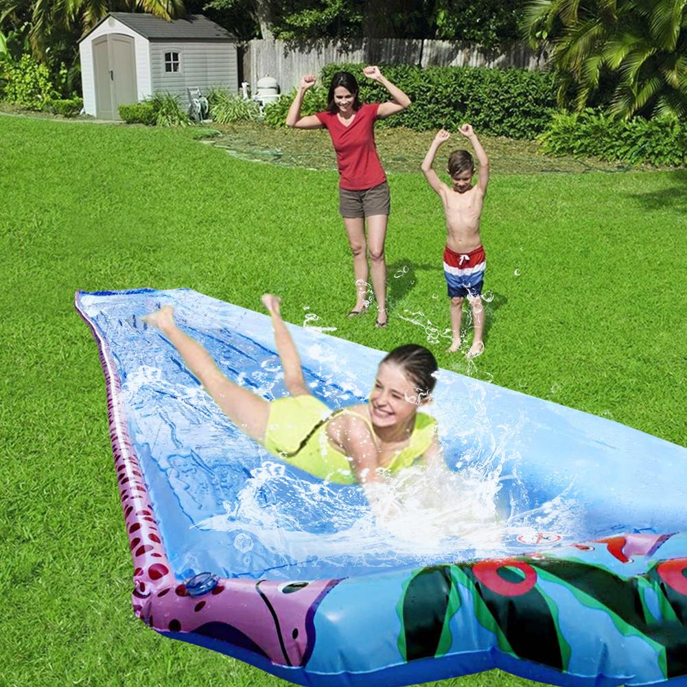 6M Super Lange Enkele Glijbaan Gazon Zomer Water Spelletjes Levert Outdoor Achtertuin Water Park Spray Water Glijbaan Wave rider