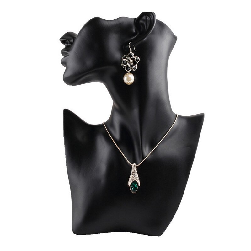 Mordoa 1pcs Resin Jewelry Bust For Earring Pendant Necklace Jewelry Display Stand Holder: Black