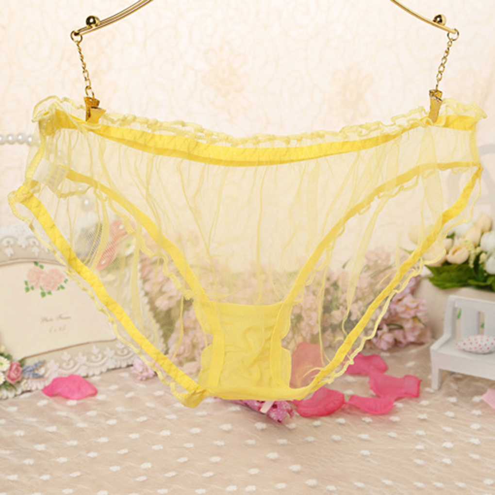 Slip Transparent pour femme filles dame culotte à volants bord maille tentation sous-vêtements: 1