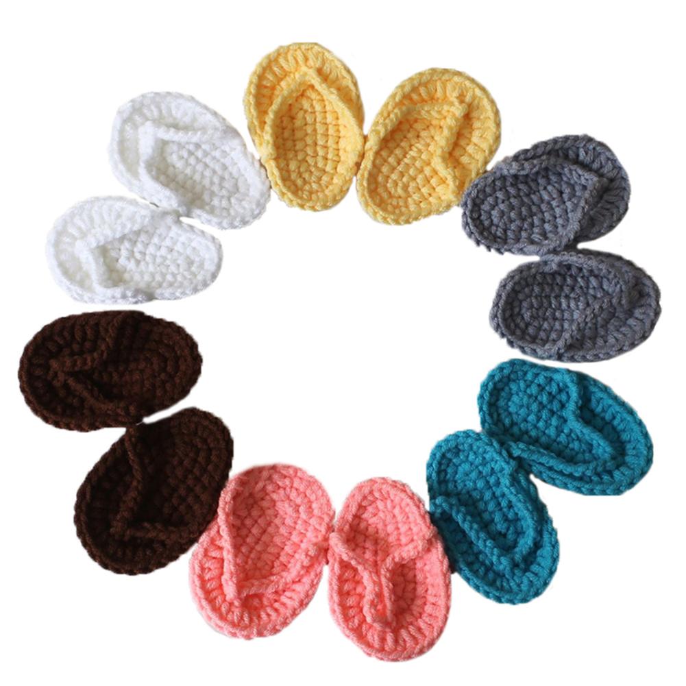 Pasgeboren Baby Effen Kleur Schattige Mini Gehaakte Flip-Flops Infant Slippers Artistieke Foto Props Decoratie Benodigdheden