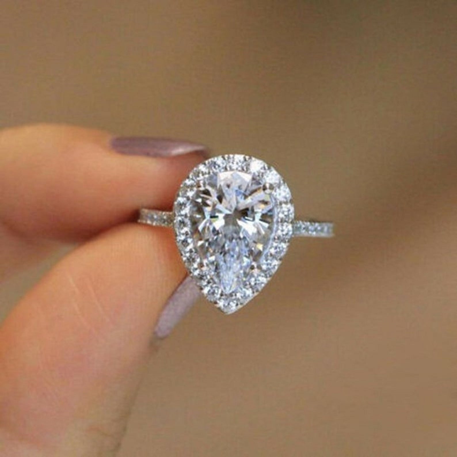 Vrouwen Trouwringen Verstelbare Waterdrop Hheart Aaa + Zirconia Voorstel Ring Met Grote Steen Zilver Kleur Sieraden Meisje: Black
