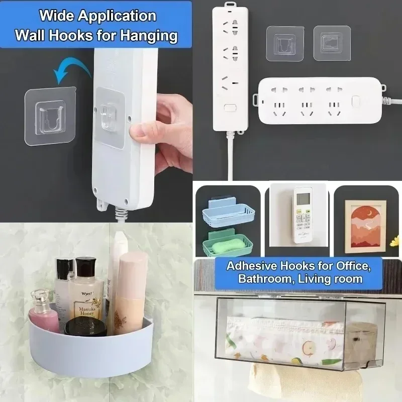 Doppelseitige selbstklebende Wandhaken, stark klebrig, transparent, spurlos, für Küche, Schlafzimmer, Wandhaken, Aufbewahrungshalter im