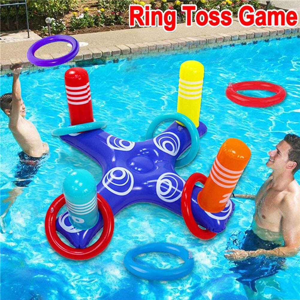 80*40 Pvc Opblaasbare Cross Ring Toss Spel Met 4 Cirkels Water Drijvende Gooien Ring Spelen Zwembad Fun outdoor Sport Speelgoed