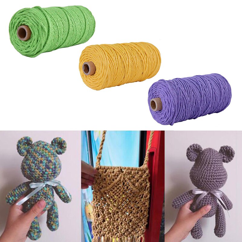 3mm 100m Twisted Natural Cotton Cord Rope String DIY Macrame Artisan Hand Craft