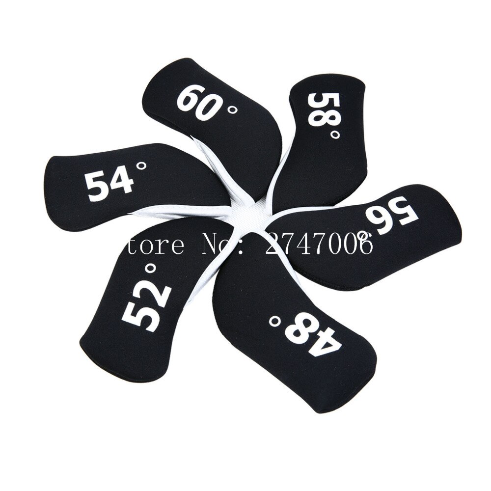 6pcs Wedge Cover Golf Wedge Head Covers Neoprene Cover 48,52,54,56,58,60 Degree: black