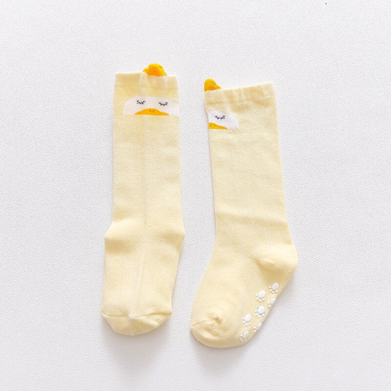 Childrens Baby 'S Unisex Herfst Winter Zachte Katoenen Sokken Knie Hoge Kids Jongens Meisjes Infant Peuter Anti Slip Cartoon Dieren Sokken: 04-Yellow Chicken / S(1-3Y)