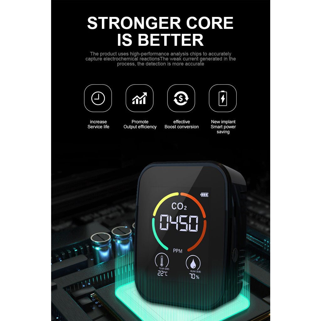 Multifunctional 5 in1 CO2 Meter Digital Temperature Humidity Sensor Tester Air Monitor Carbon Dioxide TVOC HCHO