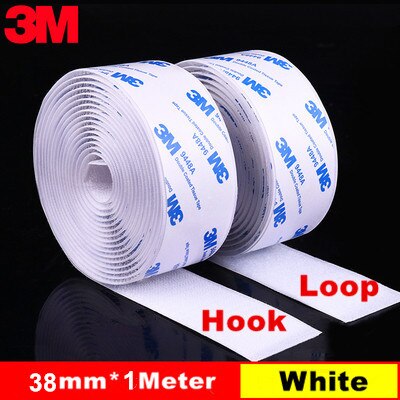 Moq 1M 20/25/30/38/50Mm Sterke Zelfklevende Sluiting Tape Nylon Haken en Loops Sticker Velcroos Lijm 3M Lijm Magie Voor Diy: White 38mmX1M (Pair