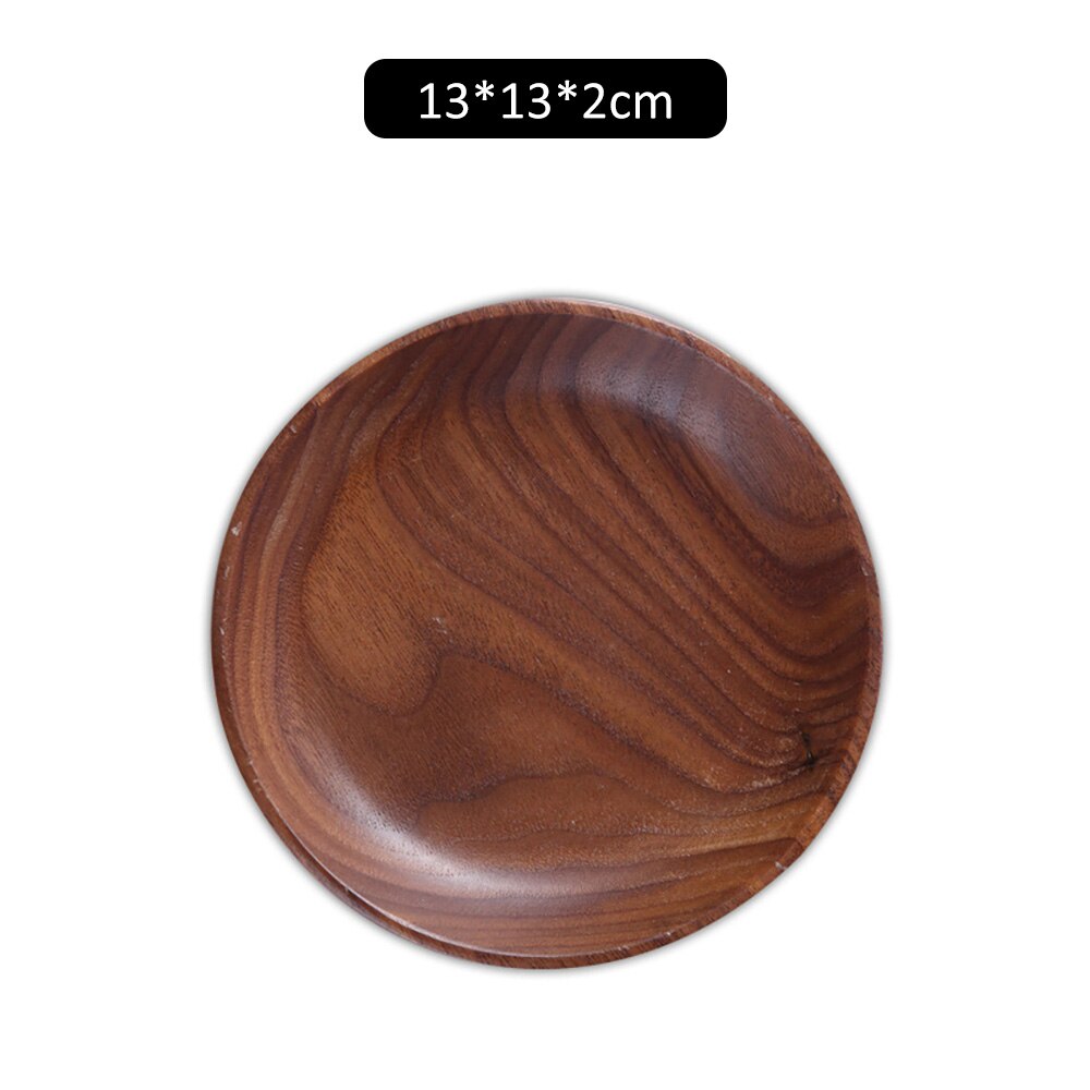 Japanese Round Dessert Plate Round Cake Tray Wooden Saucer Tea Tray Dessert Dinner Breakfast Plate Kitchen Accessories: 02